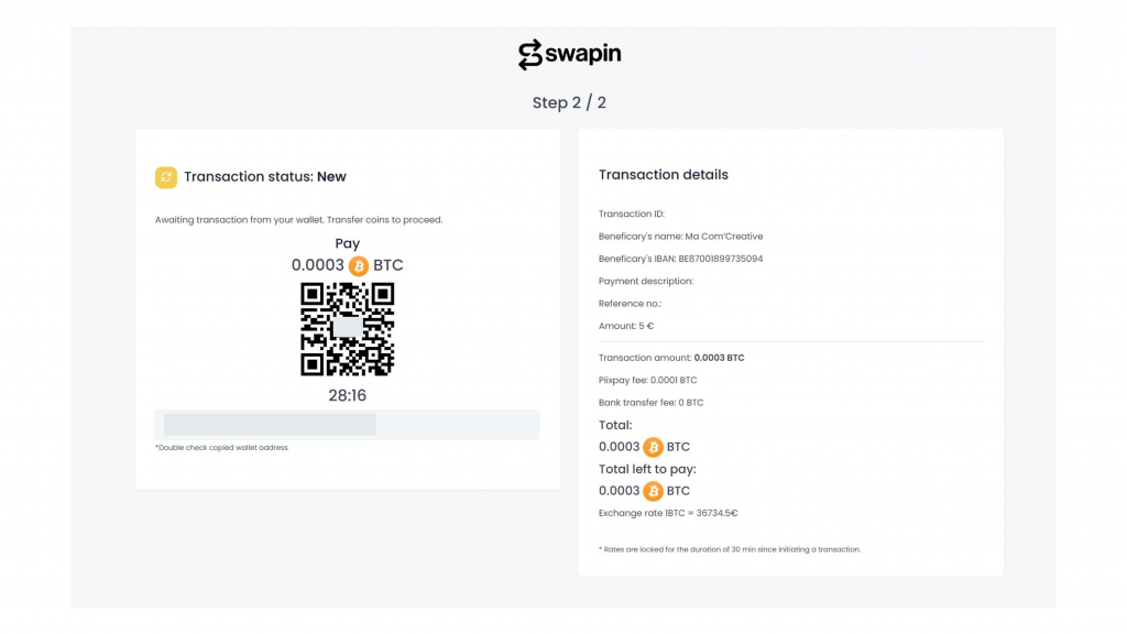 Payez votre site web en crypto monnaie - QR code Swapin - Ma Com'Creative