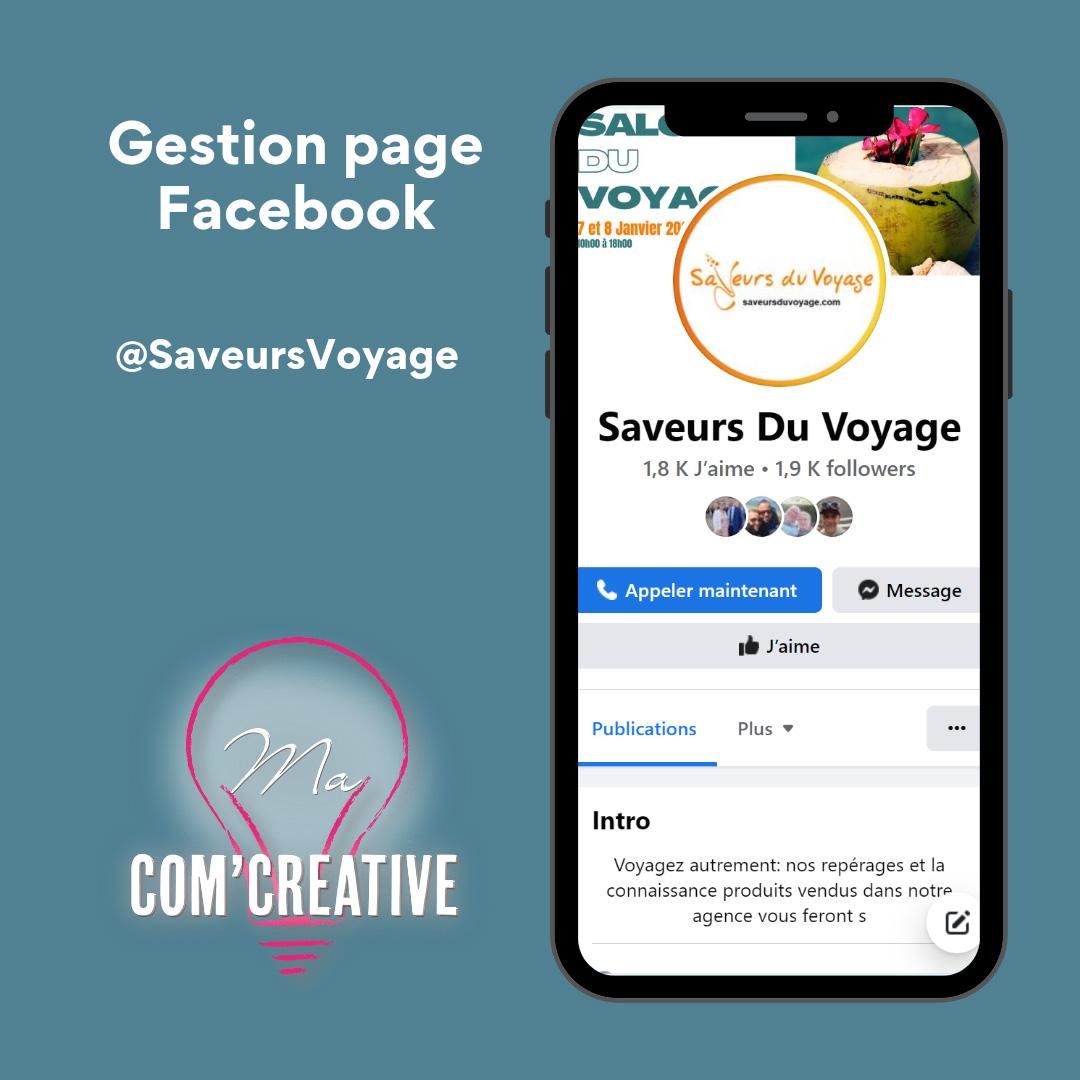 Gestion Réseaux sociaux - Saveurs du voyage - Ma Com'Creative