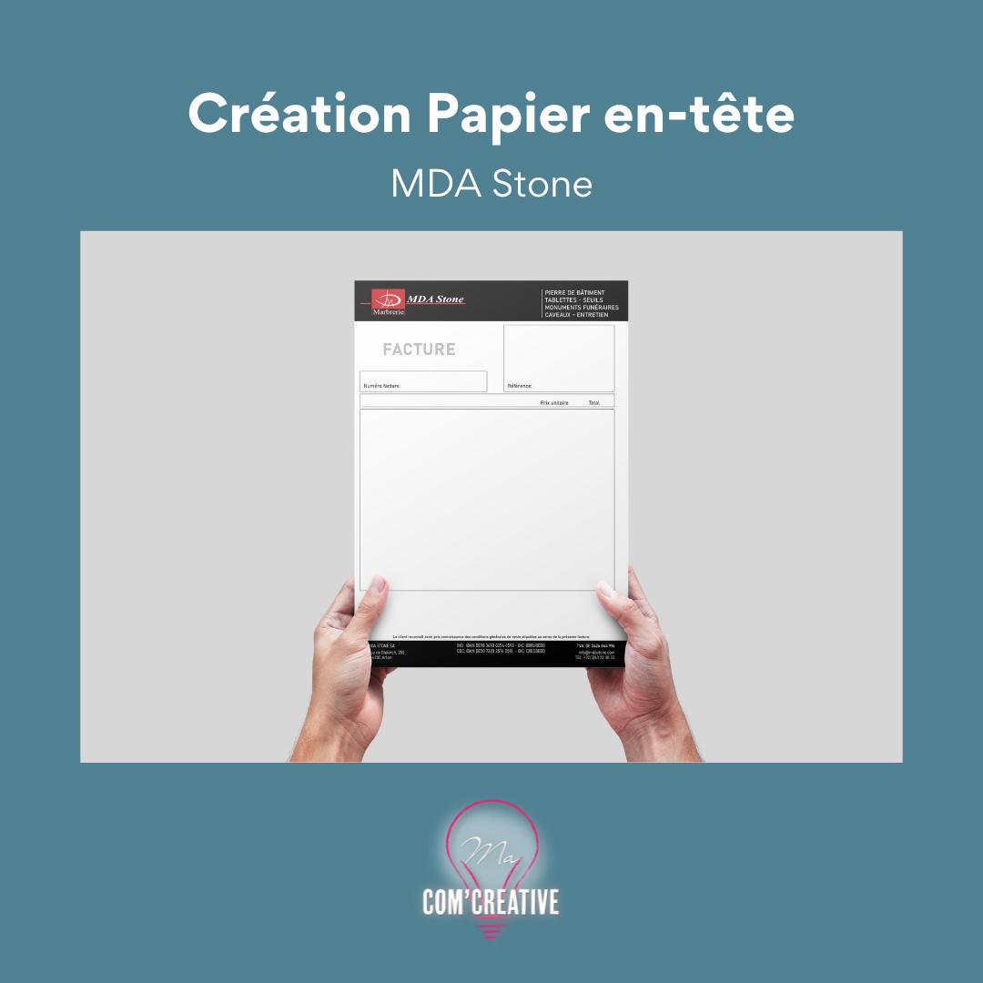 Creation Papier en-tête - MDA Stone - Ma Com'Creative