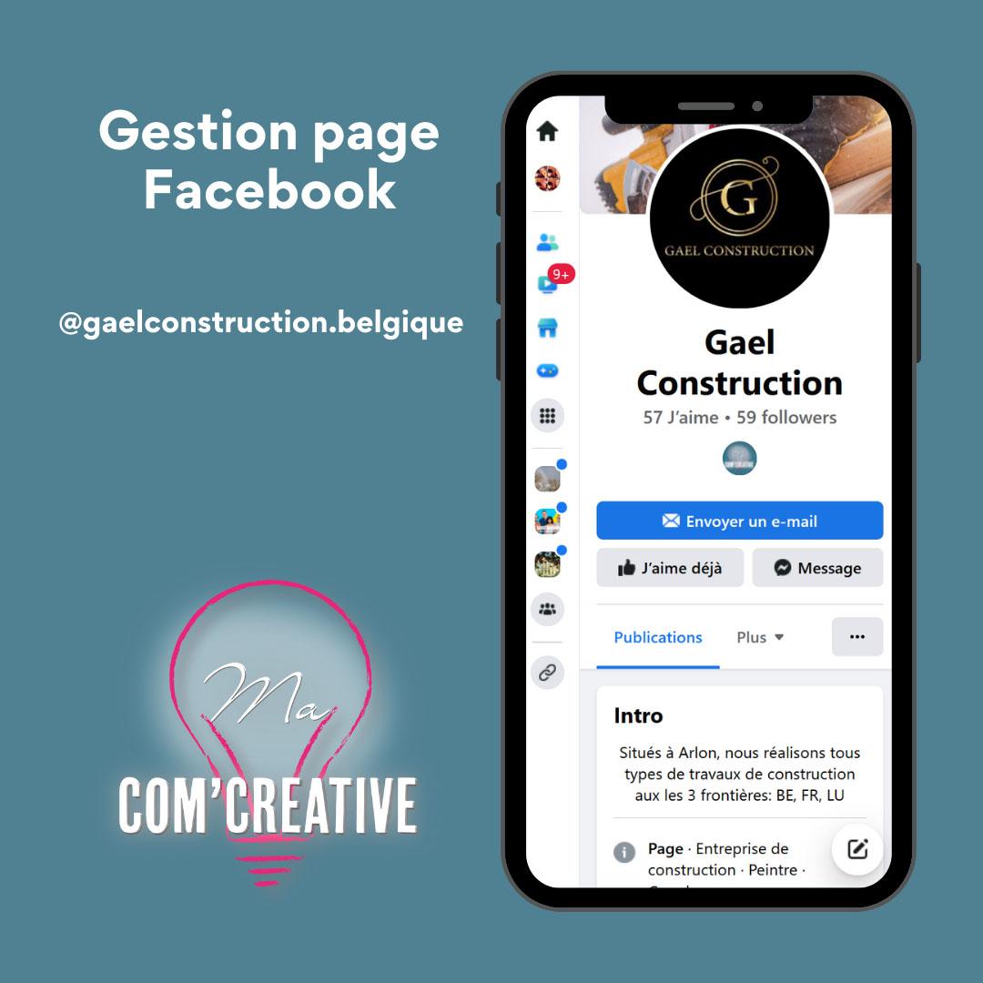 Gestion des réseaux sociaux - Gael Construction - Ma Com'Creative