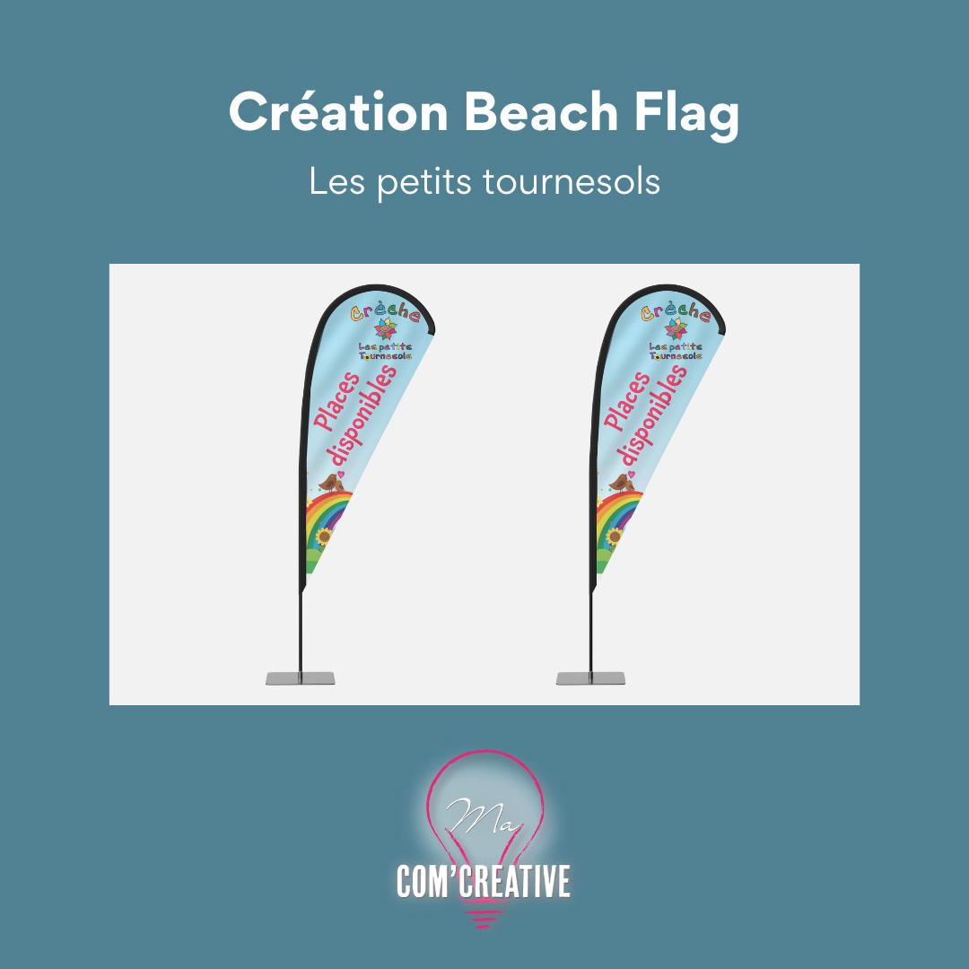 Creation beach flag - Les petits tournesols - Ma Com'Creative